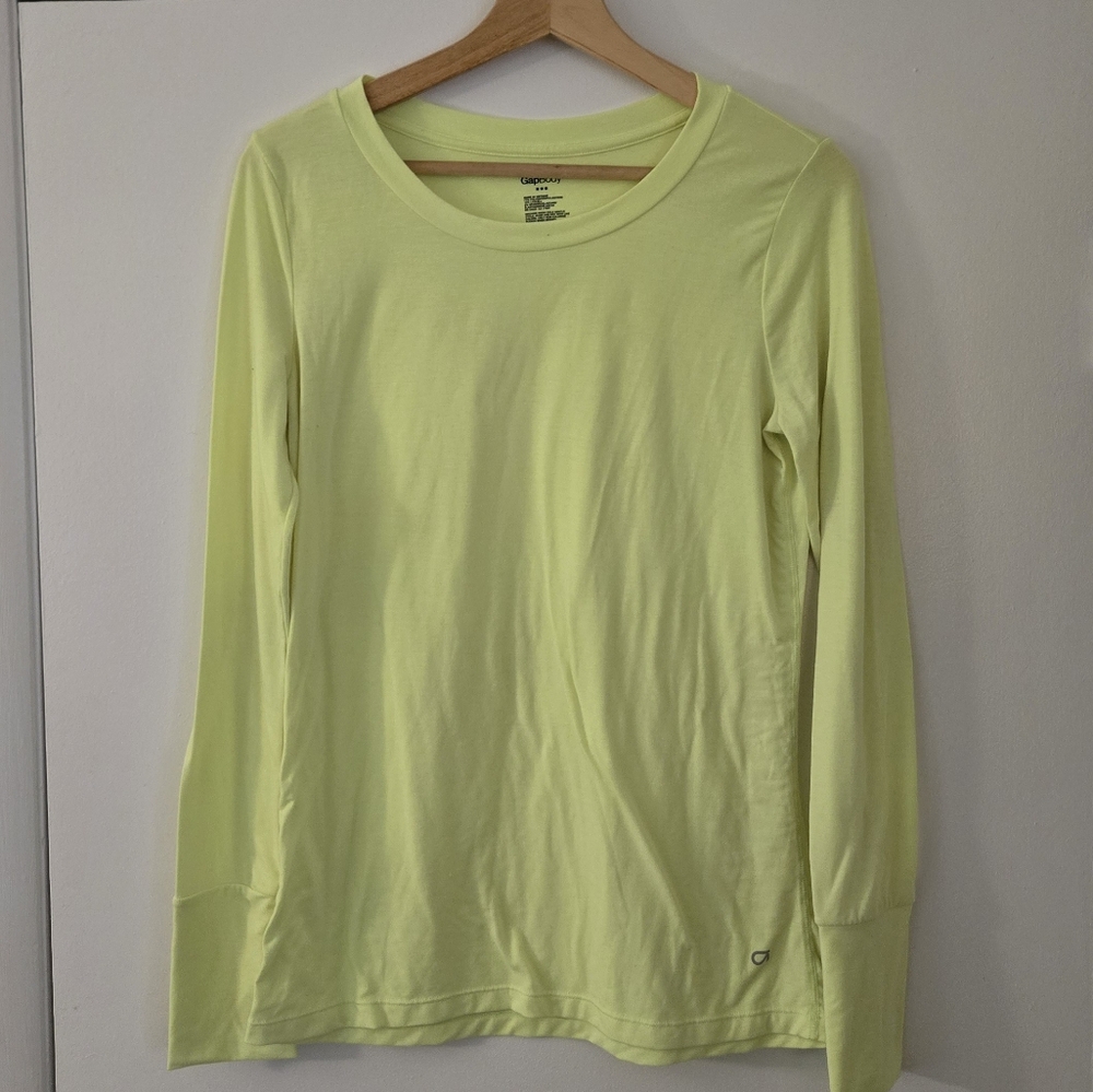 Gap Body High Visibility Neon Yellow Long Sleeve Shirt With Thumb Holes